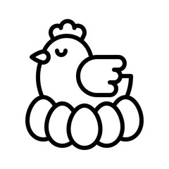 Hen with egg vector, Easter line icon editable stroke
