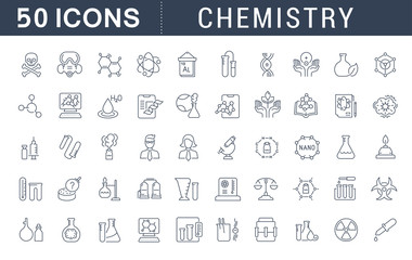 Fototapeta na wymiar Set Vector Line Icons of Chemistry.