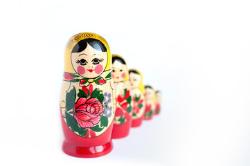 set of matryoshka of 5 pieces on a white background 