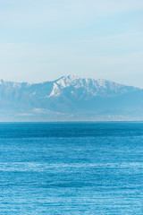 Snow Capped Mountains Along the Southern Italian Coast