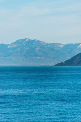 Snow Capped Mountains Along the Southern Italian Coast