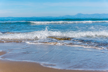 Ancient Roman Sea Wall at a Southern Italian Mediterranean Beach