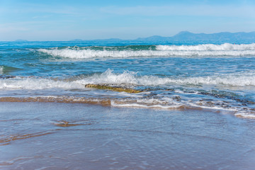 Ancient Roman Sea Wall at a Southern Italian Mediterranean Beach