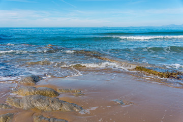 Ancient Roman Sea Wall at a Southern Italian Mediterranean Beach