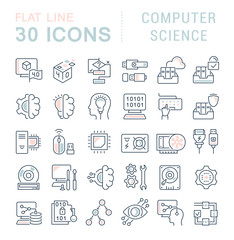 Set Vector Line Icons of Computer Science.