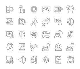 Set Vector Line Icons of Computer Science.