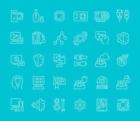 Set of Line Icons of Computer Science.