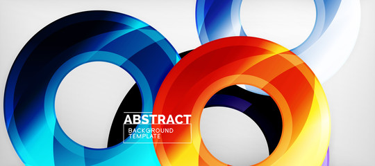 Obraz premium Modern geometric circles abstract background, colorful round shapes with shadow effects