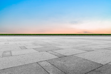 Empty square tiles and beautiful sky scenery