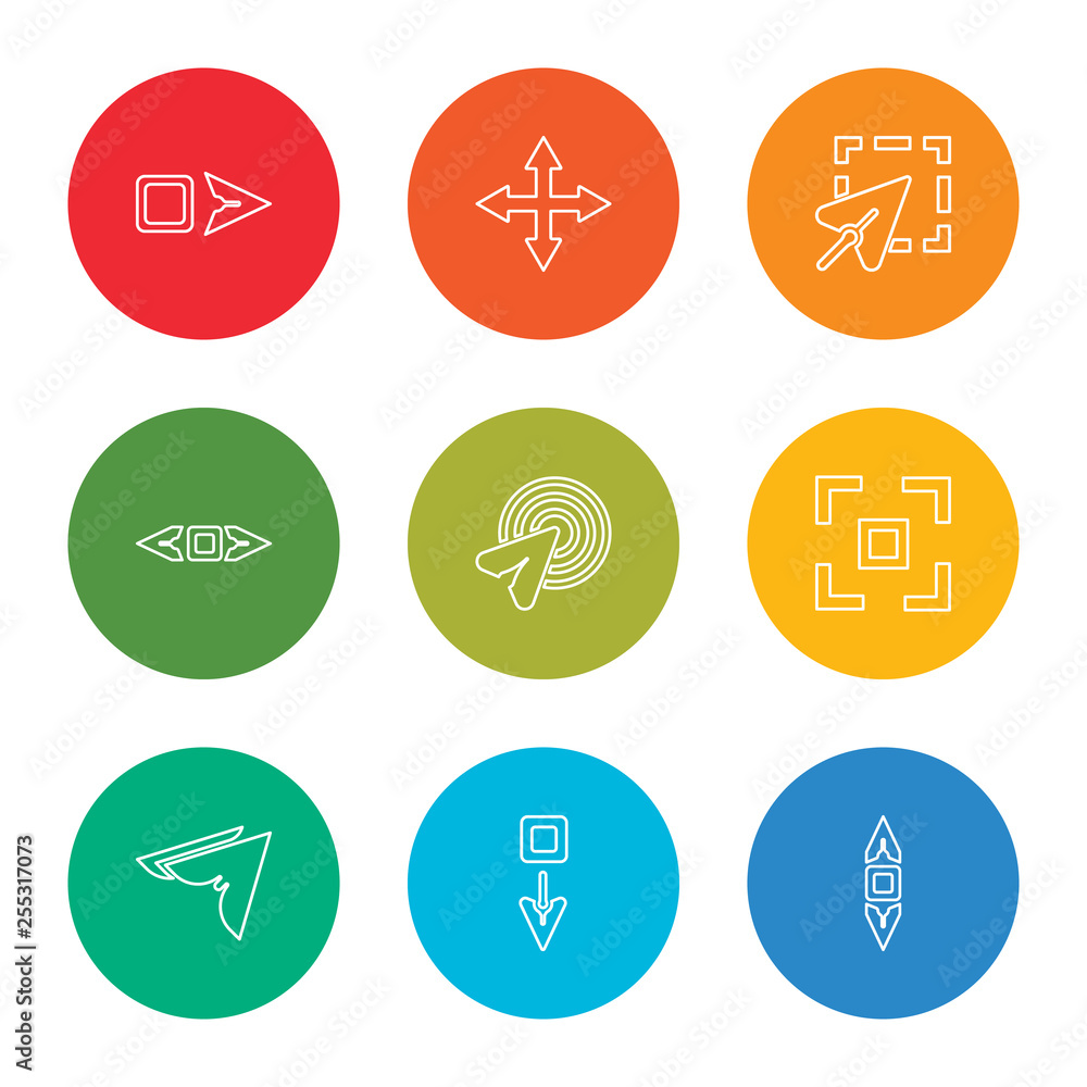 Poster outline stroke move, cursor, cursor, move, cursor, move, selection, vector line icons set on rounded