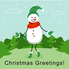 Little cute snowman cartoon character vector
