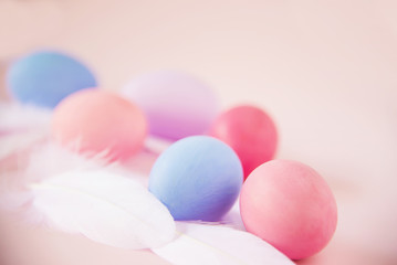 Sweet colorful Easter eggs background - national holiday celebration concepts