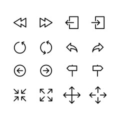 Arrow icons set simple flat style outline illustration