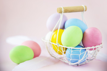 Sweet colorful Easter eggs background - national holiday celebration concepts