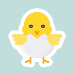 Chick vector icon, Easter and spring flat sticker