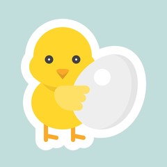 Chick vector icon, Easter and spring flat sticker