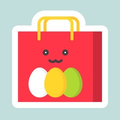 Easter bag vector icon, Easter and spring flat sticker