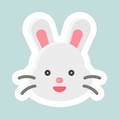 Obraz premium Rabbit vector icon, Easter and spring flat sticker