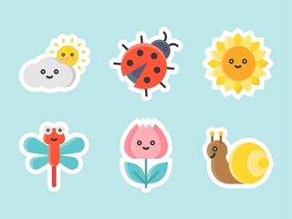 Easter flat sticker icon set, vector illustration