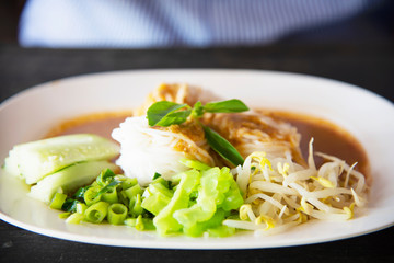 Spicy Northern Thai style noodle set - Thai food concept