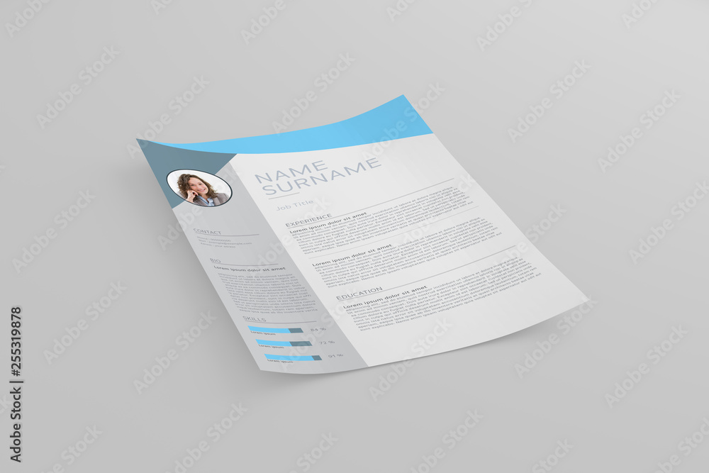 Poster mock up of a sheet of paper isolated on a background with shadow - 3d rendering