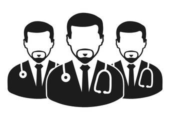 Medical Team Icon with  male doctor symbols. Flat style vector EPS.