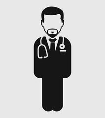 Standing male Doctor Icon. Flat style vector EPS.