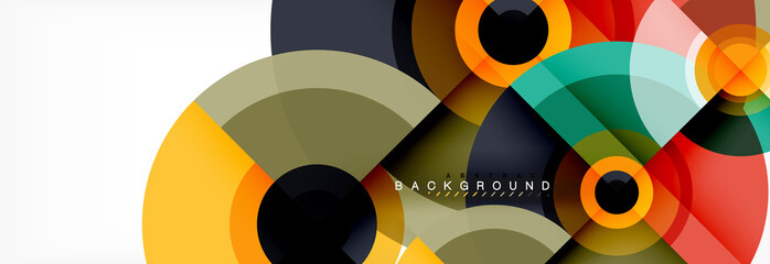 Obraz premium Minimal geometric circles and triangles abstract background, techno modern design, poster template