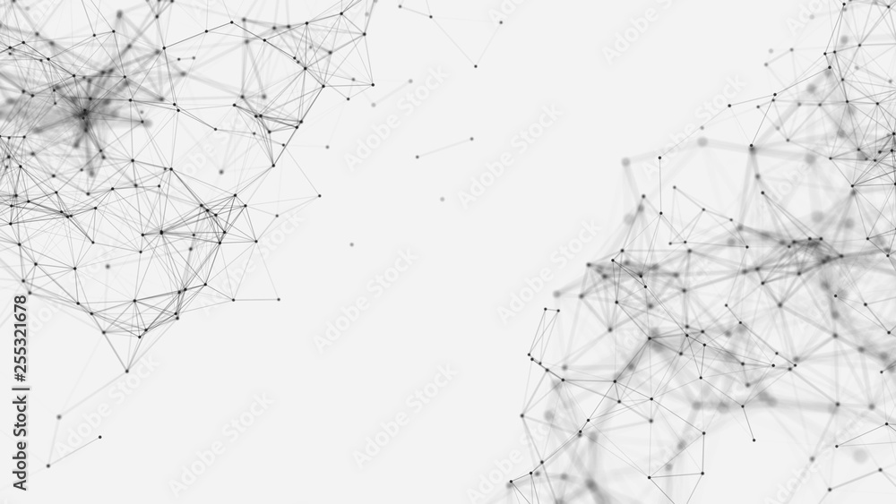Wall mural abstract background - connected dots and geometric triangles