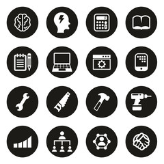 Skill or Talent Icons White On Black Circle
