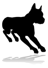 A detailed animal silhouette of a pet dog