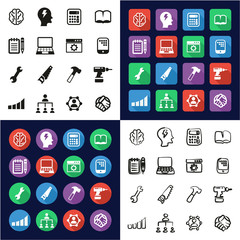 Skill or Talent Icons All in One Icons Black & White Color Flat Design Freehand Set