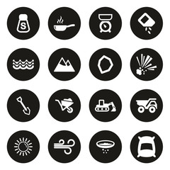 Salt or Salt Mining Icons White On Black Circle