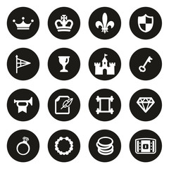 Royalty or Royal Blood Icons White On Black Circle