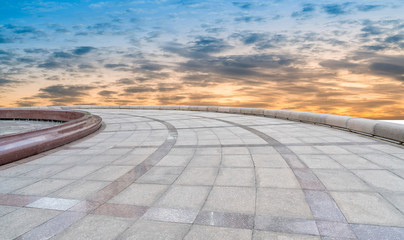 Empty square tiles and beautiful sky scenery