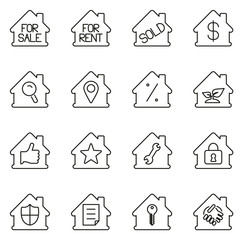 Real Estate Icons Thin Line Vector Illustration Set