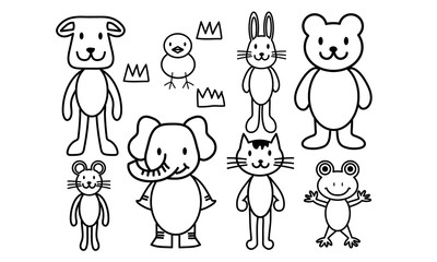 動物立ち姿（モノクロ）