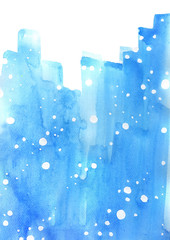 Abstract brush stroke of light blue color with bubble watercolor hand painting background for decoration.