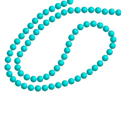 Turquoise pearl necklace over a white background. Vector illustration