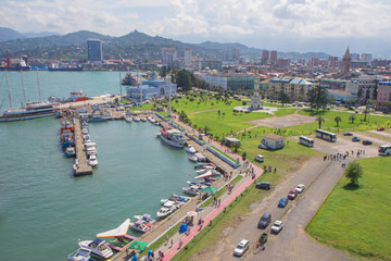 View From Ferris wheel Of Embankment Of The Georgian Resort Town Of Batumi