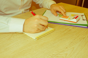 The calculators, business owners, accounting and technology, business, calculator and documents in the office