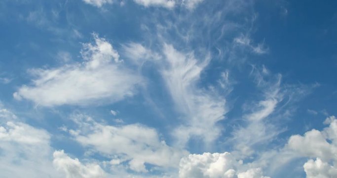 Time lapse clouds, rolling puffy cloud are moving, white lightnes clouds time lapse. 4k Timelapse of white clouds with blue sky