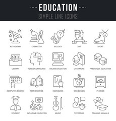 Set Vector Line Icons of Education.