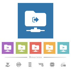 FTP sign out flat white icons in square backgrounds