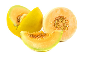 Half melon fruit isolate on White background