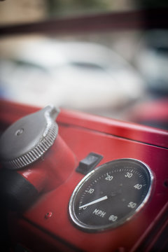 Speedometer of a vintage bus