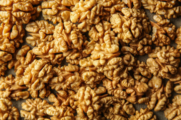 Tasty shelled walnuts, closeup