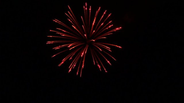Festive single fireworks in the night sky
