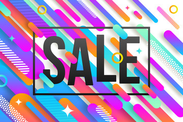 Abstract multicolored background with sale banner. Vector illustration.