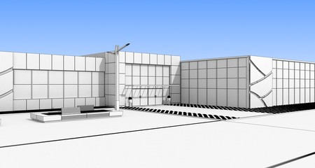 3d render exterior mall
